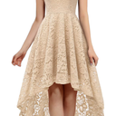 Dressystar Women's Lace Cocktail Dress Hi-Lo Off Shoulder Bridesmaid Swing Formal Party Dress M