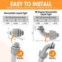 100FT Liquid-Tight Conduit and Connector Kit, 1/2 Flexible Non Metallic Electrical Conduit with 5 Straight and 3 Angle Fittings, PVC Conduit