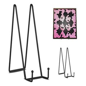 Decolore 4 Pack 16 Inch Black Plate Stand for Display Large Display Easel Table Top Easel for Picture, Decorative Plate, Book, Posters and Plaque