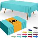 Smiry Disposable Table Cloth - 6 Pack, 54 x 108 Inch Waterproof Rectangle Tablecloths for Parties, Decorative Plastic Table Cover, Leakproof & Sturdy, Teal