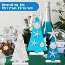 3 Pcs Coastal Christmas Tree Decor Wooden Beach Themed Seashell Starfish Shell Small Christmas Tree Decorations for Coastal Ornaments Ocean Theme Holidays for Indoor Home Xmas (Mixed)