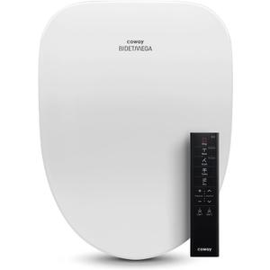 COWAY Bidetmega 500S Electronic Bidet Toilet Seat with Instantaneous Water Heating, Heated Seat and Dryer, Auto Open and Close Lid, Night Light, Deodorizer, Stainless Nozzle, Remote Control, Elongated