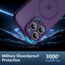 Cufelf Magnetic for iPhone 16 Pro Case(Compatible with Magsafe) Full Camera Protection,2+Full Coverage Screen Protector,Translucent Matte,Military Drop Protection Phone Case,6.3",Purple