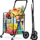 Pipishell Shopping Cart with Dual Swivel Wheels for Groceries, Compact Folding Portable Cart Saves Space, with Adjustable Handle Height, Lightweight Easy to Move Holds up to 70L/Max 66Ibs, PITUC1 (51cm48.5cm100cm, Black)