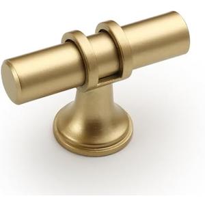 Amerdeco 9 Pack Brushed Gold Cabinet Knobs & Pulls - 2 Inch T Bar Kitchen Cabinet Hardware Drawer Pulls ZH0058