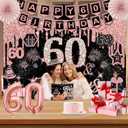 60th Birthday Decorations for Women,32PCS 60th Birthday Party Decorations,Including Backdrop, Crown, Sash, banner, Hanging Swirl,Cake Topper,balloons,Paper Fans,Anniversary Card and Paper Fans