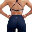 SUUKSESS Women Seamless Workout Sets Strappy Sports Bra High Waist Booty Shorts Outfits (6-8, #1 Navy Blue)