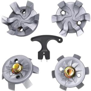Shappy 51 Pcs Golf Shoe Spikes Replacements Set 50 Golf Shoe Cleats with 1 Black Cleats Spanner Metal Thread Screw 5.84 mm Dia Replacement for Cricket (Gray)