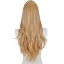 STYLER Long Light Brown Wavy Wig for Women 29 Inch Middle Part Curly Wavy Wig Splayed Bangs Synthetic Heat Resistant Fiber Wig for Daily Use