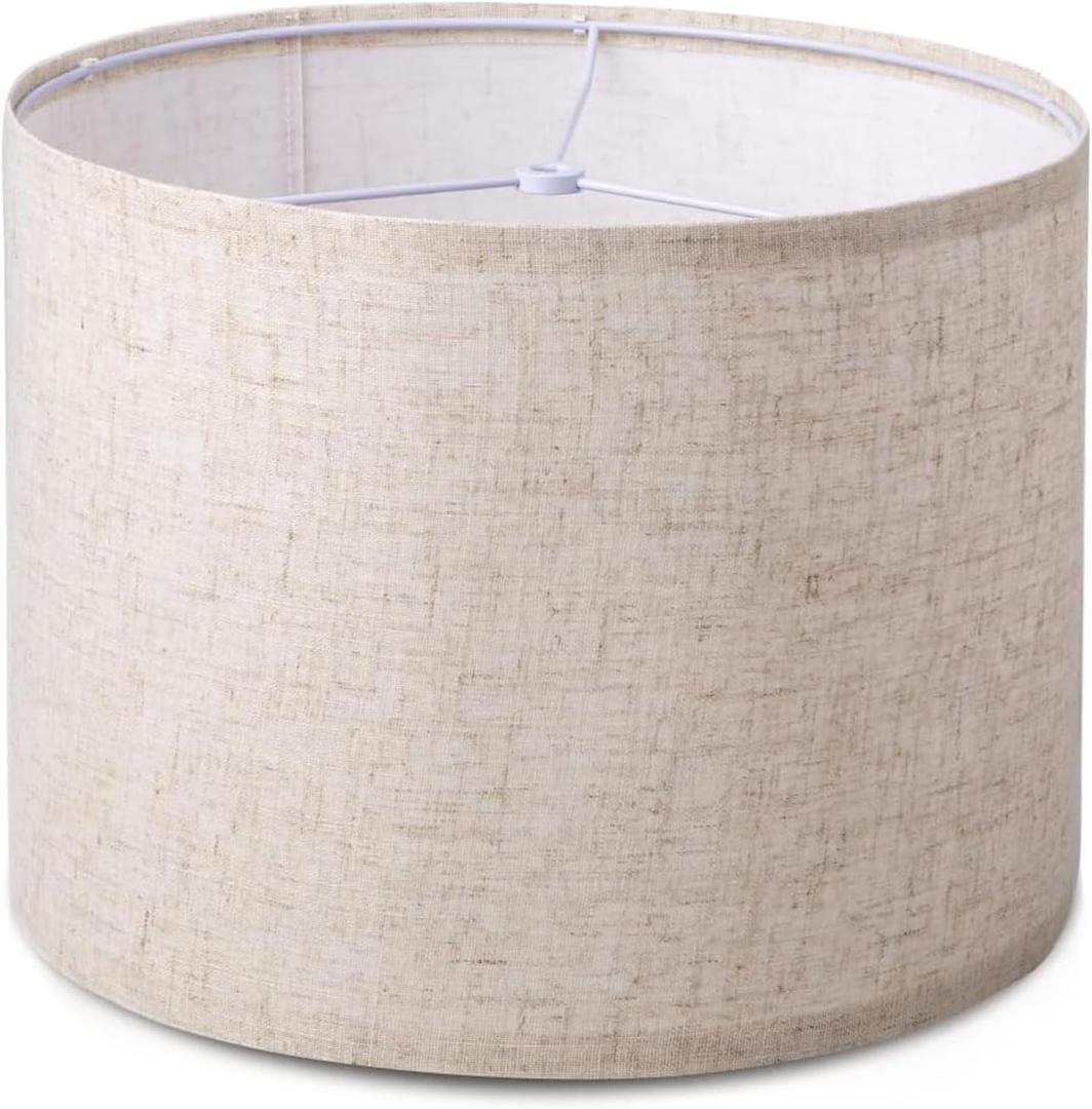 Lamp Shade for Table Lamps, Drum Lampshade for Floor Lamps, 13" Top X 13" Bottom X 10" High Large Lamp Shade, Beige Modern Fabric Lampshade, Easy Assembly Replacement Lamp Shade Spider Fitter