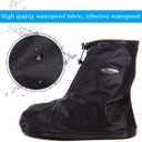 Rain Shoe Covers Waterproof Rain Boot Shoe Cover Rubber Sole Reusable Anti-Slip Rain Snow Boots Overshoes Gear Shoes Covers Durable Mud-Proof Shoe Protector for Cycling Outdoor Travel (Black, XXL) (Black, L)