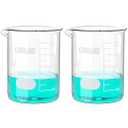ONiLAB Glass Measuring Beaker Set 50ml 100ml 250mll 1000ml (Pack of 4) 3.3 Boro Griffin Low Form with Printed Graduation Scientific Glassware for Laboratories, Classrooms or Home Use