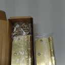 6 Pack Rounded Door Hinges 3.5 inch X 3-1/2" 5/8 Radius, Brushed Brass 3  Inch Satin Gold Interior Standard Hinge for Bedroom Wood/French Style Clear Glass Doors Easy Install Hardware Accessories