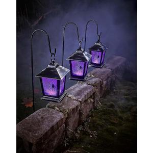 Spirit Halloween Purple LED Creepy Spider Lantern Pathway Markers, 3 Pack