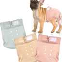 wegreeco Frenchie Dog Diapers Female No Tail Hole, Washable Pet French Puppy Bulldog Diapers Female for Period Heat, Reusable Doggy Doggie Dog Diapers Medium, Champagne Colour 