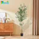DEIKAL Artificial Olive Tree 6FT Tall Faux Silk Plant for Home Office Decor Indoor Fake Potted Tree with Natural Wood Trunk and Lifelike Fruits