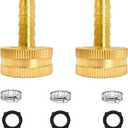 1/4" Barb x 3/4" Female GHT Thread Solid Brass Water Hose End Repair Connector, Includes Stainless Steel Clamps and gasketsPack of 2
