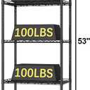 HOMEFORT 5-Shelving Unit, Adjustable Wire Shelving, Metal Wire Shelf Rack Organizer for Kitchen, Pantry, Closet, Bathroom, Laundry, Black,21" W x 11" D x 53" H