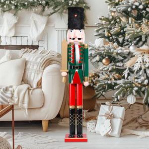 WONDER GARDEN Christmas nutcrackers, 42 Inch 3.5 Ft Giant Nutcracker Christmas Decor, Large Wooden King Soldier Nutcracker Figures Ornaments with Sward and Black Hat Christmas Decorations