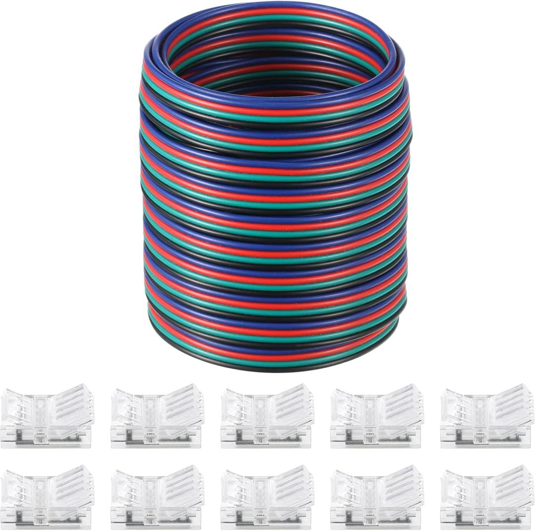 10 Packs Solderless LED Strip Connector, Transparent Track Lighting Connectors, Wire Strip Lights, 16.4 Feet LED Strip for LED Pin Connector (4 Pin, 10 mm) 10 Packs Solderless LED Strip Connector, Transparent Track Lighting Connectors, Wire Strip Lights, 16.4 Feet LED Strip for LED Pin Connector (4 Pin, 10 mm)