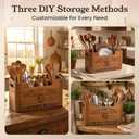 Upgraded Large 4-Compartment Acacia Wood Kitchen Utensil Holder
