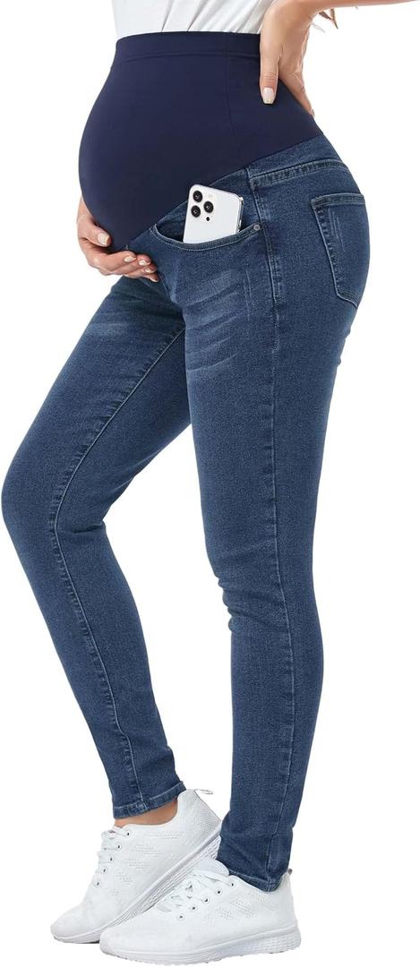 PACBREEZE Women's Maternity Jeans Over Belly Skinny Stretchy Denim Pants Comfy Slim Pregnancy Pants, Size: Medium