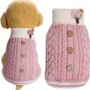 Topbuti Dog Sweater Turtleneck Knitwear Doggie Pullover Sweater Doggy Winter Coat Warm Pet Clothes Puppy Holiday Clothing Buttons Knitted Outfits for Small Cats Dogs Cold Weather (Small)