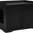 unipaws Black Cat Litter Box Enclosure Furniture, Kitty Hidden Cover, Concealed Dog Proof Litter Boxes Cabinet, Hideaway Litter Box, Cat House