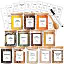 GPOVVIMX 12 Pcs Glass Spice Jars with Bamboo Airtight Lids and 191 Labels - 8.5oz Small Food Storage Containers for Kitchen, Seasoning, Coffee, Herb - Spoon and Marker Included