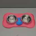 Hubulk Pet Dog Bowls 2 Stainless Steel Dog Bowl with No Spill Non-Skid Silicone Mat + Pet Food Scoop Water and Food Feeder Bowls for Feeding Small Medium Large Dogs Cats Puppies (S, Pink)