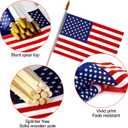 Anley Pack of 12 US National Stick Flag - 18" x 12" Handheld America Gravemarker Stick Flags - July 4th Decoration, Veteran Party, Grave Marker, etc. - 30" Solid Wooden Flag Pole with Spear Top (1 Dozen)