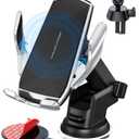 Wireless Car Charger Mount, 15W Qi Fast Charging Auto-Clamping Cell Phone Car Holder ​Air Vent Windshield Dashboard Long Arm Suction Cup Car Phone Mount for iPhone13 /12/11 Samsung S20/S10/S9/S8 LG