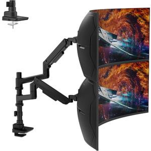 Dual Monitor Arm for 17-49 Inch Ultrawide Screens  Heavy Duty Monitor Arm Desk Mount  VESA Mount with Clamp and Grommet Base  Holds Up to 44 lbs. Each (Black)