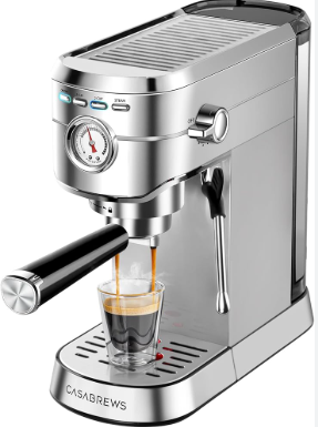 CASABREWS CM5418 Espresso Machine 20 Bar, Compact Espresso Maker with Steam Milk Frother, Stainless Steel Coffee Machine with 34oz Removable Water Tank for Cappuccino, Gift for Women or Men, Silver