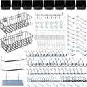 246PCS Pegboard Accessories Organizer Kit,Includes Pegboard Hooks,Bins,Baskets,Paper Towel Holder;Suitable for 1/8 and 1/4 Pegboard,Can be Used for Hanging Tools,Garage Storage,etc. (Black)
