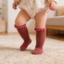 Baby Girl Knee High Socks Newborn Infant Toddler Cotton Ruffle Long Socks Non Slip Stockings Dress Sock