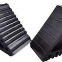 HOXWELL Solid Heavy Duty Rubber Wheel Chocks 2 Packs, Premium Chock for Car, Travel Trailers, RV, Truck, and ATV(2 pcs, Black) 8" x 4" x 6"