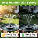 Solar Fountain for Bird Bath with Battery & 7 Nozzles, Solar Water Fountain Pump with Splash-Proof Spray Height & 4 Rods - Keeps Water in Bowl, Solar Outdoor Fountains for Pond, Patio, Garden