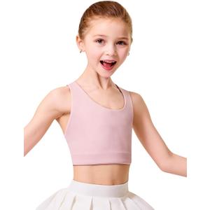 IFNOW Girls Sports Bra Kids Strappy Scoop Neck Bra Crop Top Training Bra for Dance Yoga 5-14 Years
