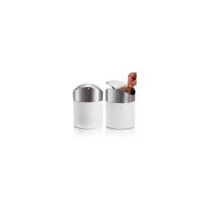 ZOOFOX 2 Pack Mini Trash Can, White Stainless Steel Garbage Bin with Swing Lid, Small Countertop Trash Can for Home, Office, Kitchen, Vanity Tabletop, Bedroom, Car