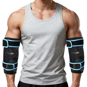 SuzziPad Elbow Ice Pack Wrap Wearable Cold Compression Sleeve for Elbow & Forearm, Reusable Ice Pack for Tennis & Golf Recovery, Black2packs