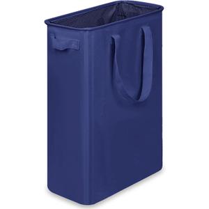 efluky Slim Laundry Basket, Narrow Laundry Hamper with Handles, Collapsible Dirty Clothes Hamper, Tall Laundry Bin for Laundry Room, Dorm and Bedroom, 12.7 Gallons(48L) Blue