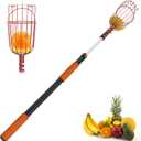 SISIUPASSIE 26FT Reach Fruit Picker, Apple Picker Pole with Basket Telescoping Tool for Apple Lemon Orange Mango Avocado Fruit Tree Picking