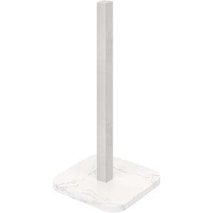 NearMoon Standing Paper Towel Holder, Stainless Steel Square Paper Towel Tissue Holder with Marble Base for Bathroom Kitchen Countertop, Standard or Jumbo-Sized Roll Paper (Brushed Nickel)