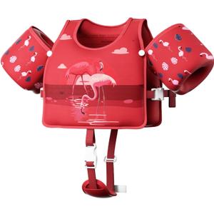 Toddler Swim Vest, Toddler Floaties Fit 20-66LBS, Swim Vest for Toddlers Learning to Swim, Puddle Kids Jumper with Adjustable Strap, Swim Jacket Arm Floaties for Baby Boys Girls 1-7 Years Old (red)
