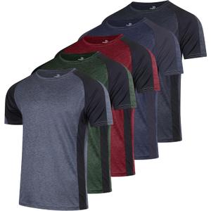 Real Essentials 5 Pack: Men's Dry-Fit Short Sleeve Crew Neck T Shirts Fitness Running Gym Workout Cool Exercise Athletic Tee, X-Large