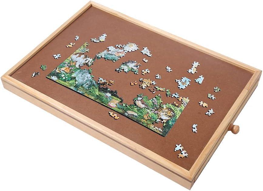 100 Piece Compact 17.3 X 13.3 Inch Puzzle Board - Suitable for Puzzles Up to 16 X 12 Inches,Personal Small Jigsaw Puzzles Table,with Storage Drawers