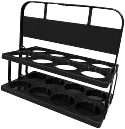 kowaku Soccer Water Bottle Carrier Foldable Rack Holds 8 Bottles Drink Holder Cup Holder for Football Bike Car Fitness Camping, Black