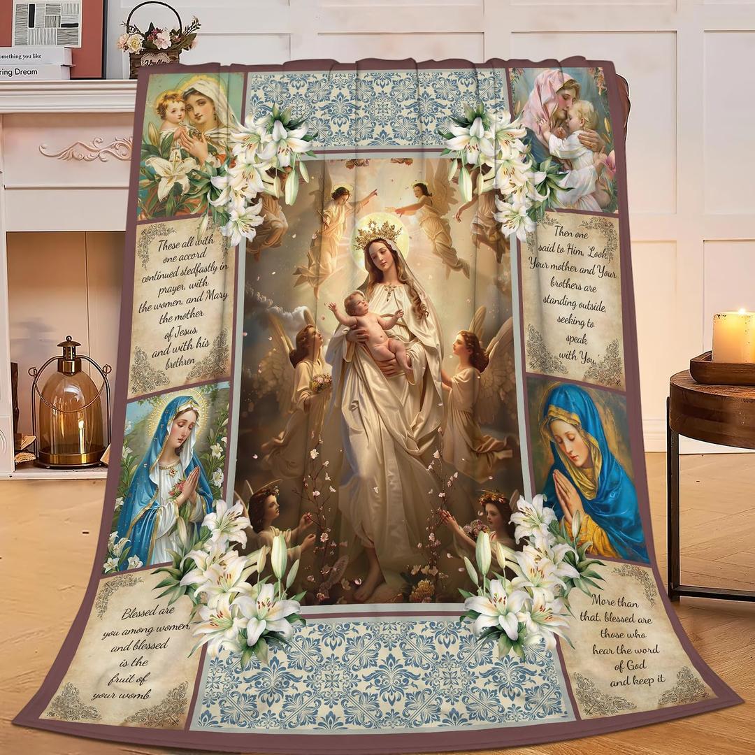 Virgin Mary Blanket Virgin Mary Throw Blanket Stuff Decor Merch Cozy Flannel Soft Warm Plush Lightweight Bedding Gifts for Girl Woman Sofa Bedding Couch 50"X40"