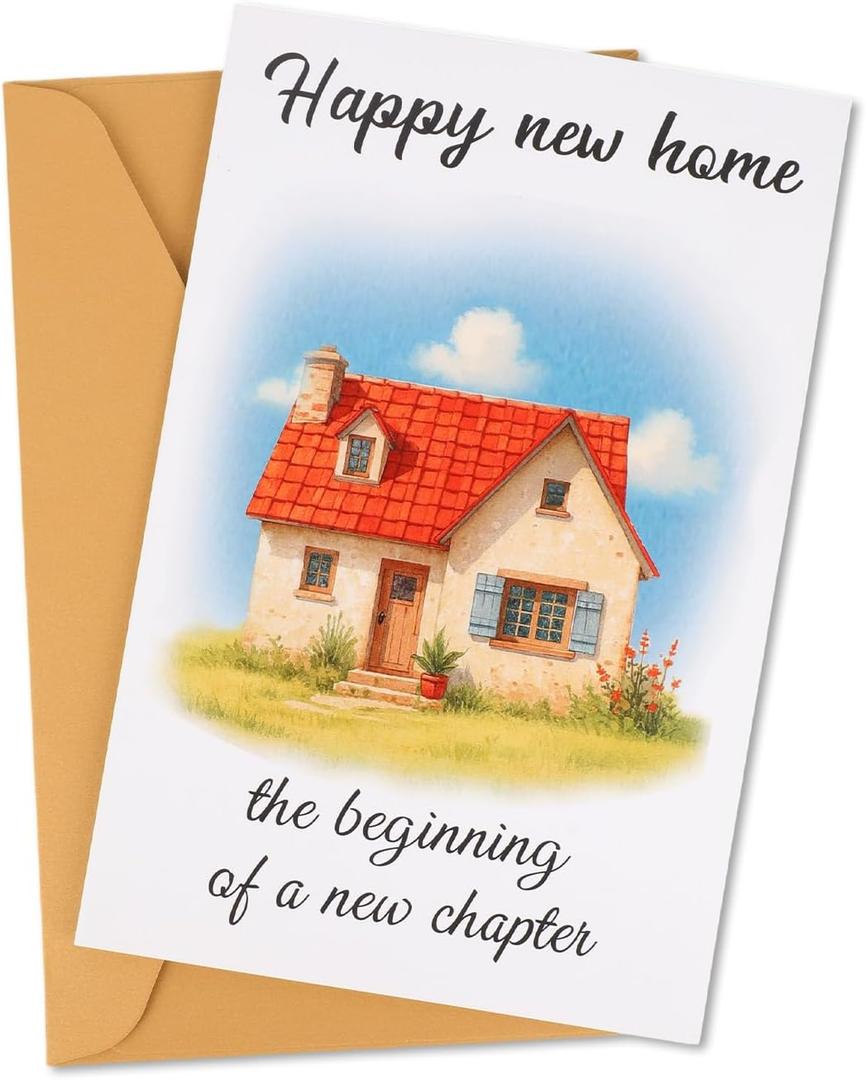 Penitue Funny Housewarming Greeting Card, Happy New Home Gift Card with Envelope Meaningful Moving House Postcard for Friends & Colleagues Family Celebration